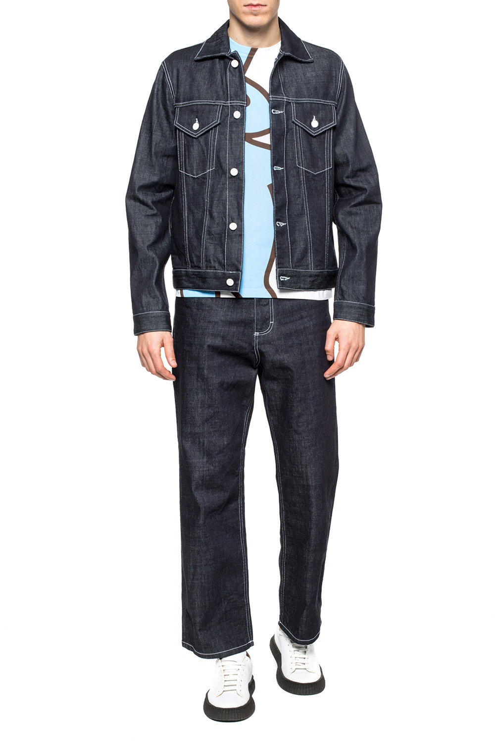 Navy blue Printed denim jacket Marni - Vitkac Canada